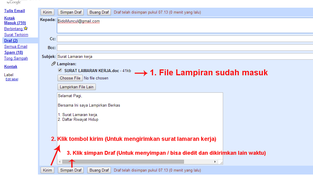 CONTOH LENGKAP MENGIRIM SURAT LAMARAN KERJA VIA EMAIL YANG BAIK DAN 