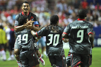 Braga festeja primeiro golo frente ao Sevilha
