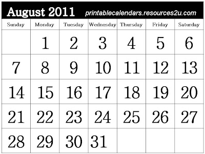 august calendar 2011 printable. August 2011 Calendar printable