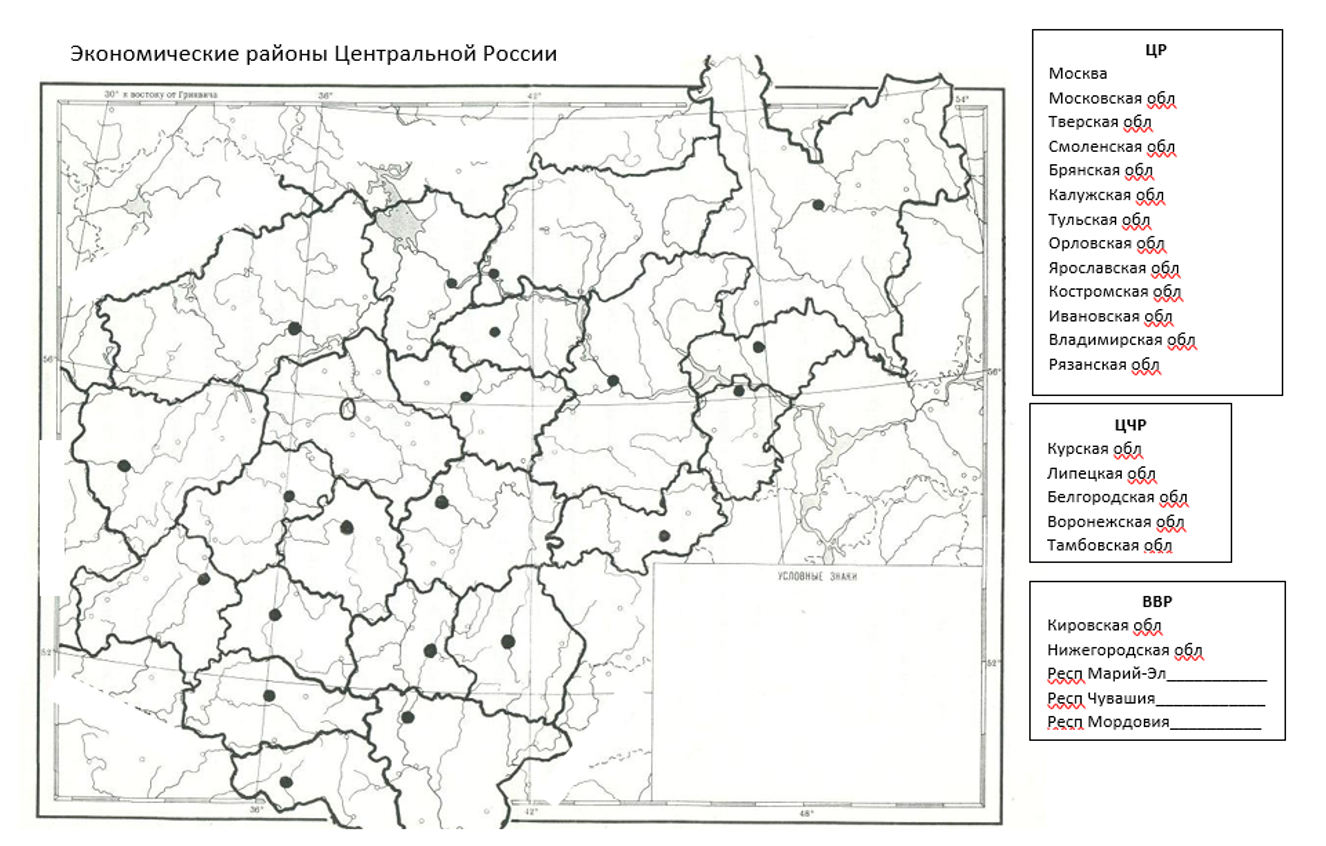 Контурная карта 9 класс центральная россия готовая