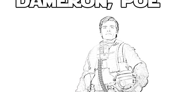 Star Wars Alphabet Coloring Page - Letter D is for Dameron, Poe - The