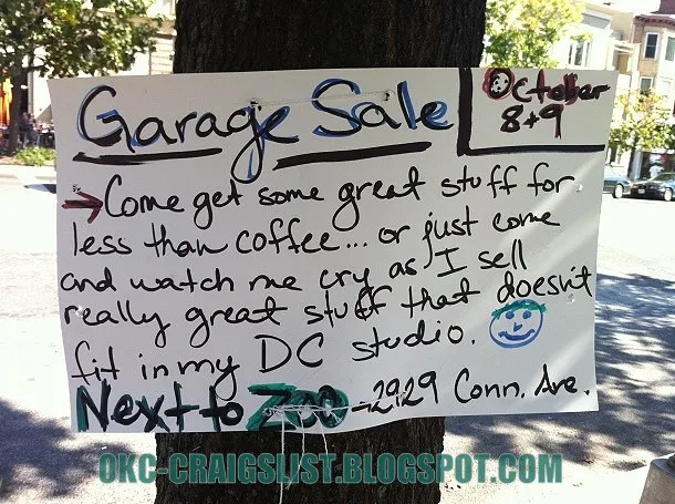 Funny Garage Sale Sign: Crybaby - GARAGE SALE SIGN-OF-THE-WEEK