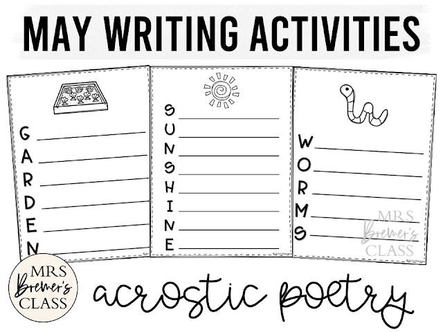 May writing prompt templates for daily journal writing or writing center in Kindergarten First Grade Second Grade