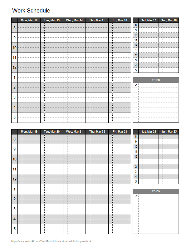 Work Schedule With To Do List
