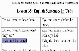 Urdu English Sentences video Lesson Thirty Five