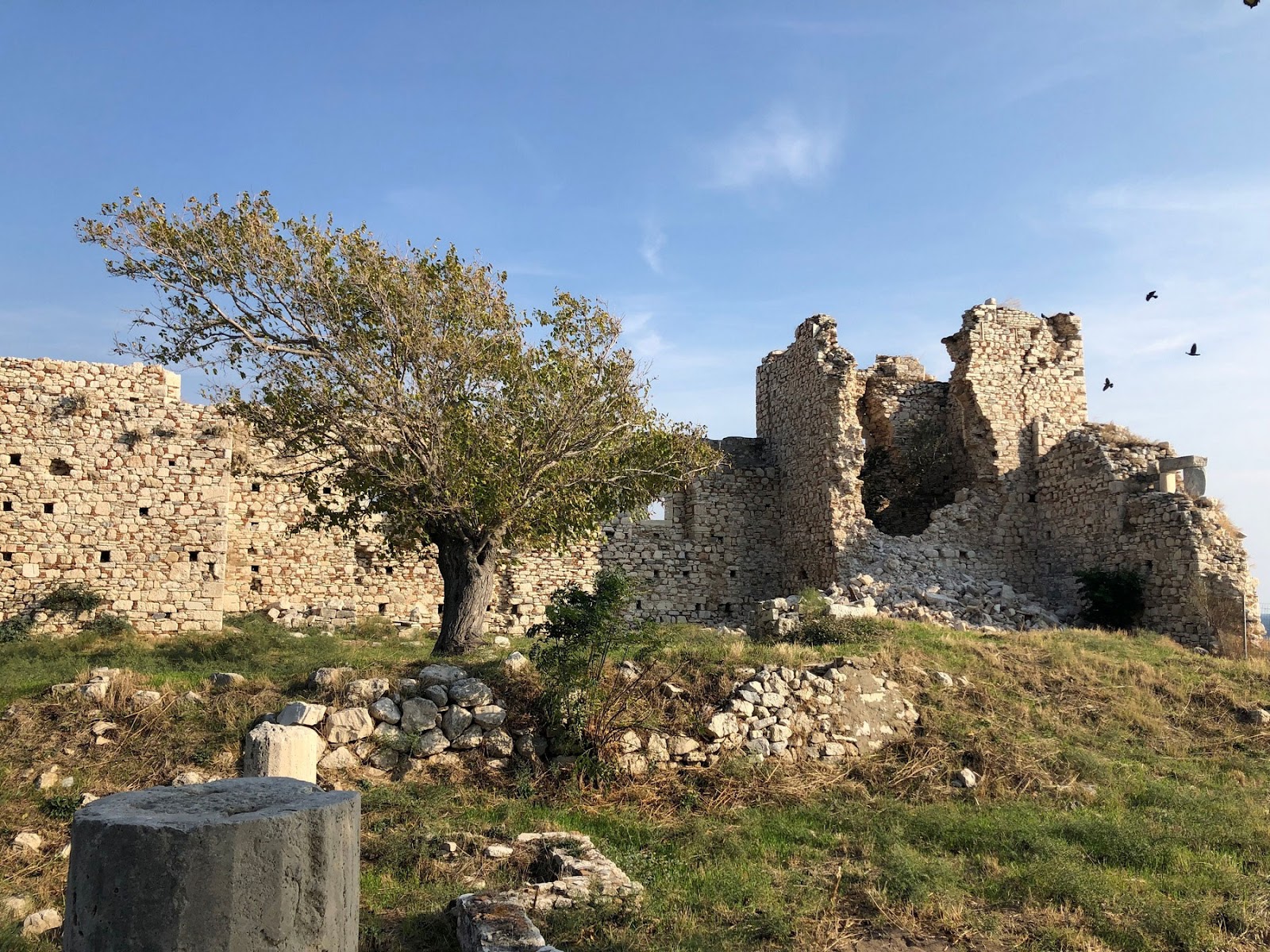 Τμήματα τειχών του βυζαντινού κάστρου στο Πυθαγόρειο της Σάμου, που κατέρρευσαν μετά τον σεισμό του 2020. [Credit: ΥΠΠΟ]