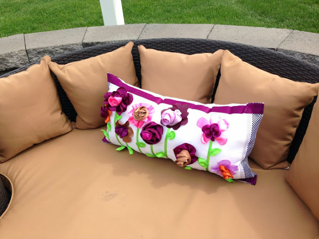 Flower cushion Ribbon Work