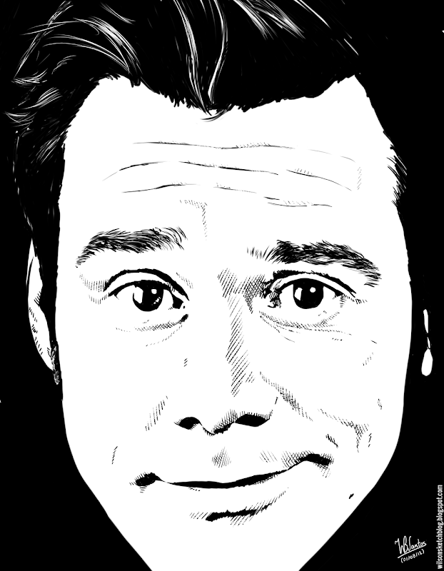 Ink drawing of Jim Carrey, using Krita 2.4.