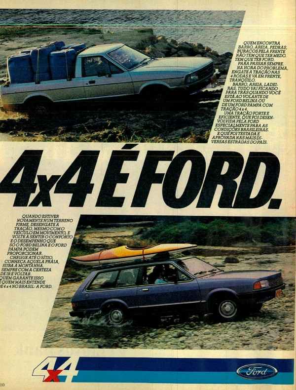 Anúncio da Ford em 1985 promovendo os modelos com tração nas quatro rodas