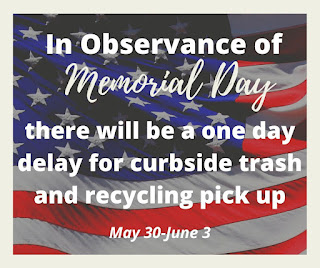 Reminder: 1 day trash/recycle delay this week