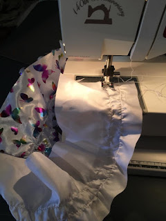 Option was use sweatshirt elastic, I cut strips, added 'string' elastic with a zig zag stitch to make my own