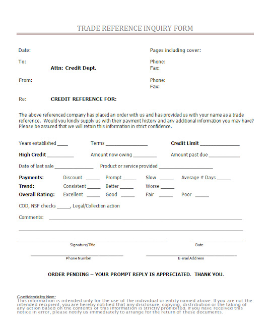 Trade Reference Form