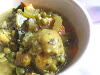 Indian-Style Split Pea Soup alongside Cornmeal Dumplings