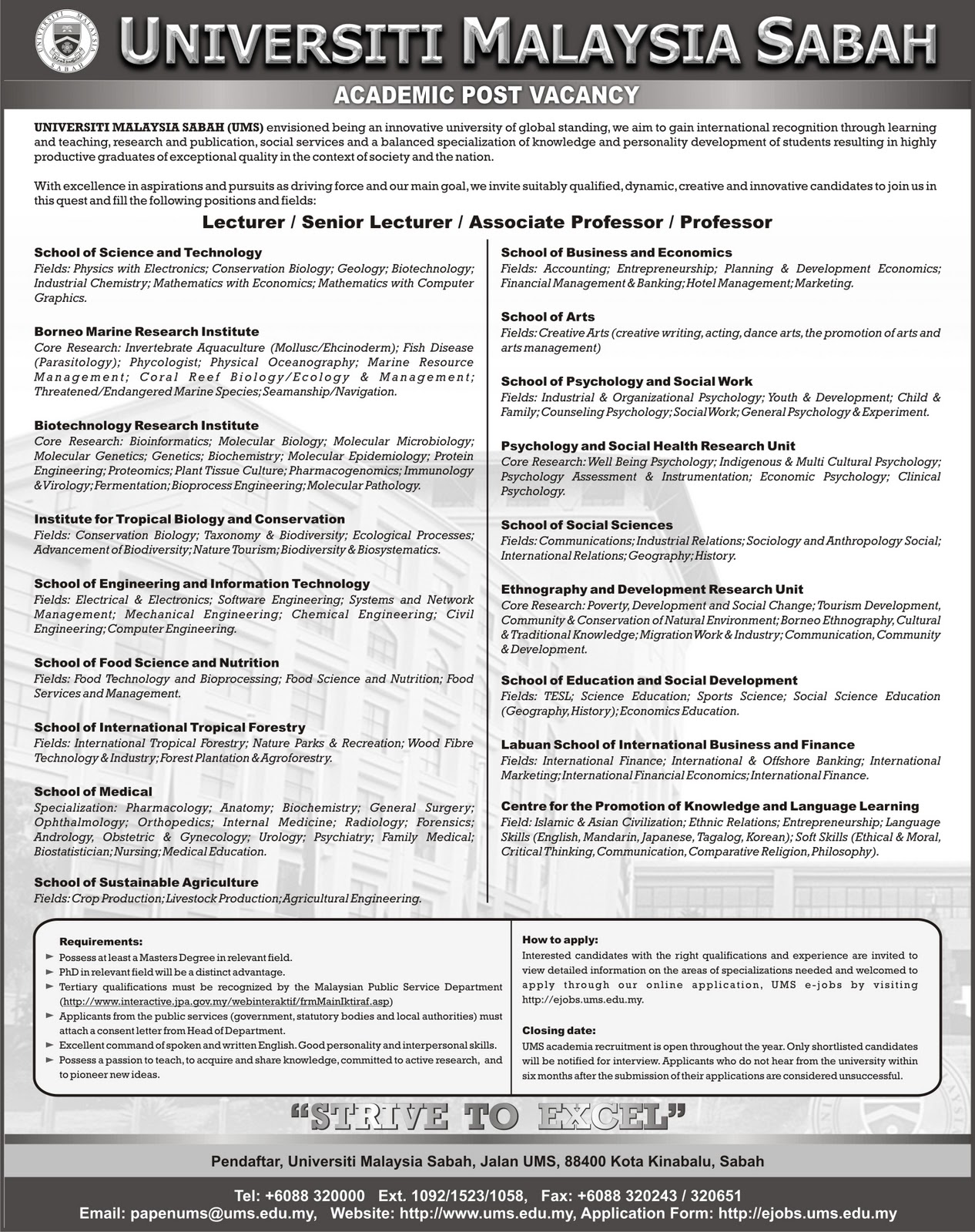 Jawatan Kosong di Universiti Malaysia Sabah ~ Blog Senarai 