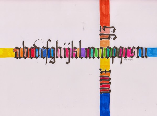 http://yogiemp.com/Calligraphy/Artwork/BVCG_AlphabetSamplers.html