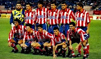 CLUB ATLÉTICO DE MADRID - Madrid, España - Temporada 1997-98 - Molina, Vizcaíno, Caminero, Prodan, Vieri y Geli; Kiko, Juninho, Lardín, Toni y Andrei - CLUB ATLÉTICO DE MADRID 2 (Juninho y Vieri), LEICESTER 1 (Marshall) - 16/09/1997 - Copa de la UEFA, treintaidosavos de final, partido de ida - Madrid, estadio Vicente Calderón