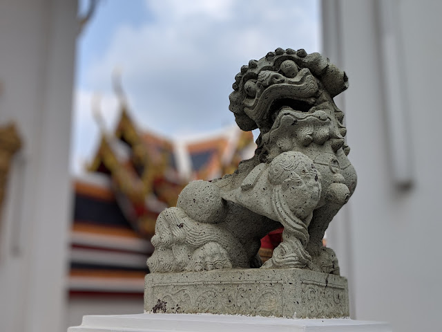 A lion statue at Wat Pho in Bangkok, Thailand