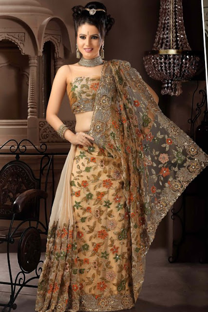 Brown-Net-Wedding-sarees-2012