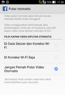 Menonaktifkan pemutar video otomatis facebook