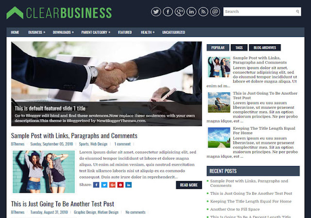  ClearBusiness Blogger Template is a premium looking and professionally designed magazine  ClearBusiness Blogger Template