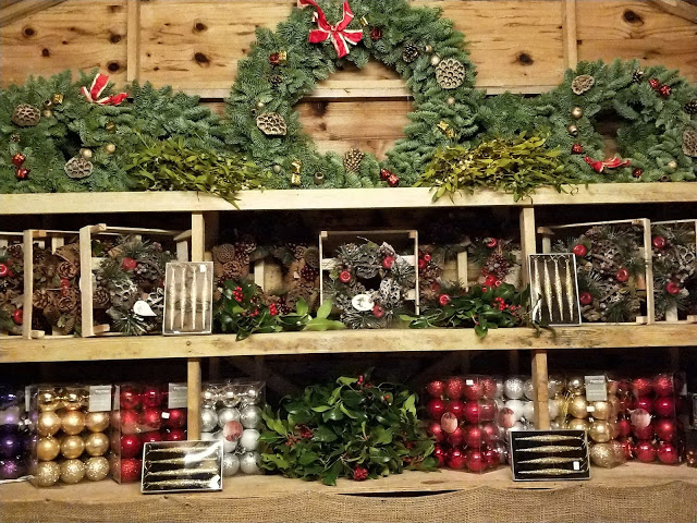 Christmas wreaths, baubles and mistletoe at Pines and Needles pop up