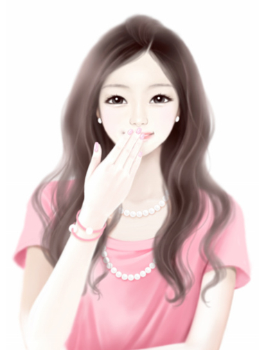美人 ガーリー可愛い 韓国オルチャン風の女の子のイラスト 画像