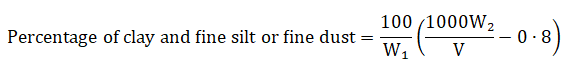 Determination of Clay, Fine Silt and Fine Dust Content in Fine and Coarse Aggregates by Sedimentation Method