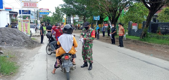 Cegah Meningkatnya Kasus Covid-19, Koramil dan Polsek Guntur Gelar Operasi Yustisi Penegakan Protokol Kesehatan