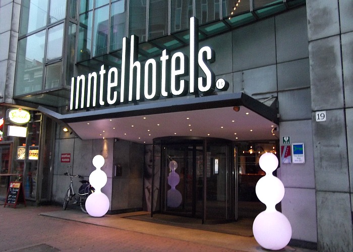 Entrance to inntel hotel in Amsterdam