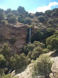 High waterfall in a wild area