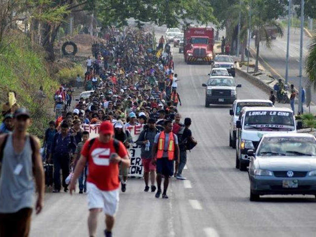 Border Town View of US Troops and Caravan