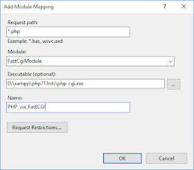IIS actions add module mapping dialog