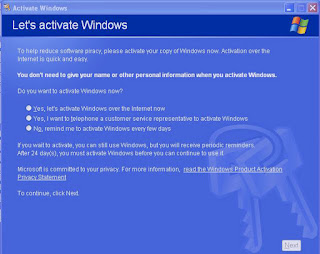 Cara mengatasi error windows activation pada windows XP