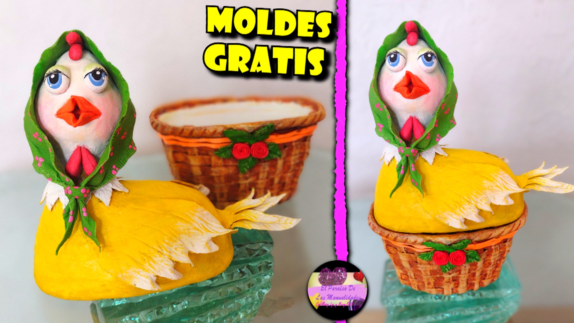 Gallina porta huevos o dulcera hecha solo con material reciclado paso a paso (Moldes Gratis)