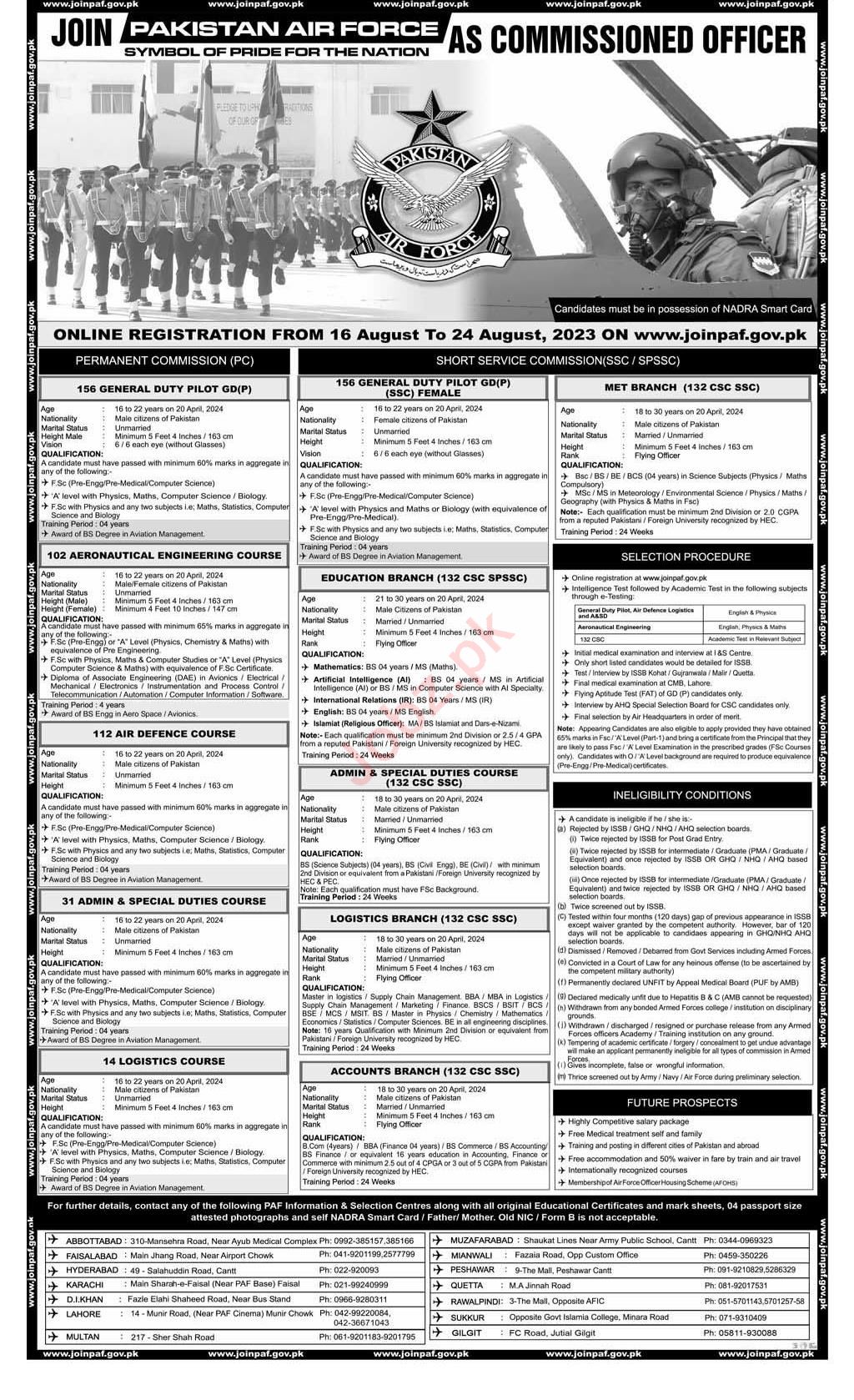 Pakistan Air Force PAF Air Force jobs in Lahore 2023