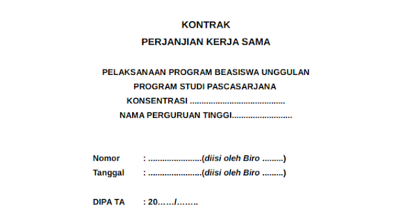 Contoh Surat Kontrak Perjanjian Beasiswa Pascasarjana