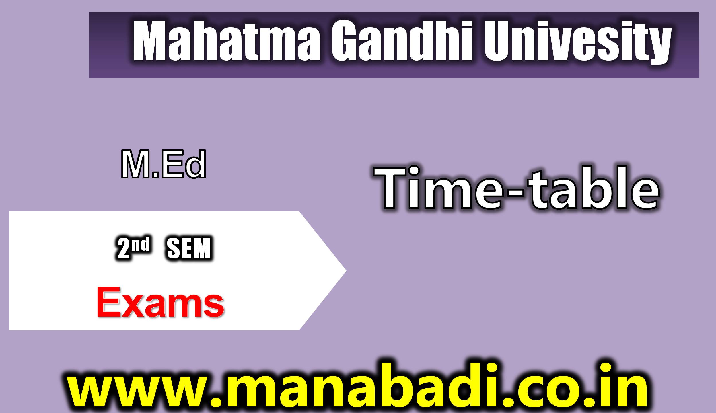 Mahatma Gandhi University M.Ed 2nd Sem Reg November-2023 Time -Table