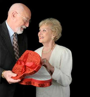 Elderly couple on Valentine's Day