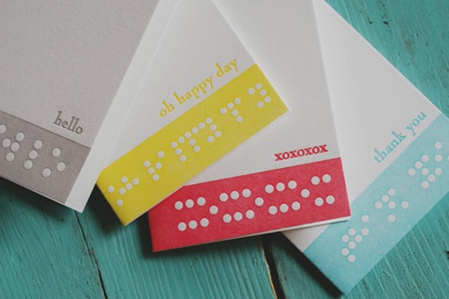 Braille Letterpress Notecards by Fourth Year Studio