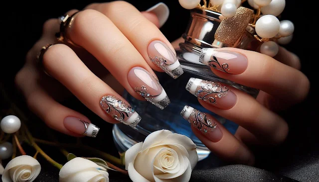 Drink-and-classic-French-nail-polish