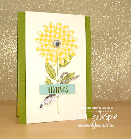scissorspapercard, Stampin' Up!, CASEing The Catty, Daisy Delight, Fabulous Flamingo, Gingham Gala, Layered Leaves 3DTIEF, Daisy Punch