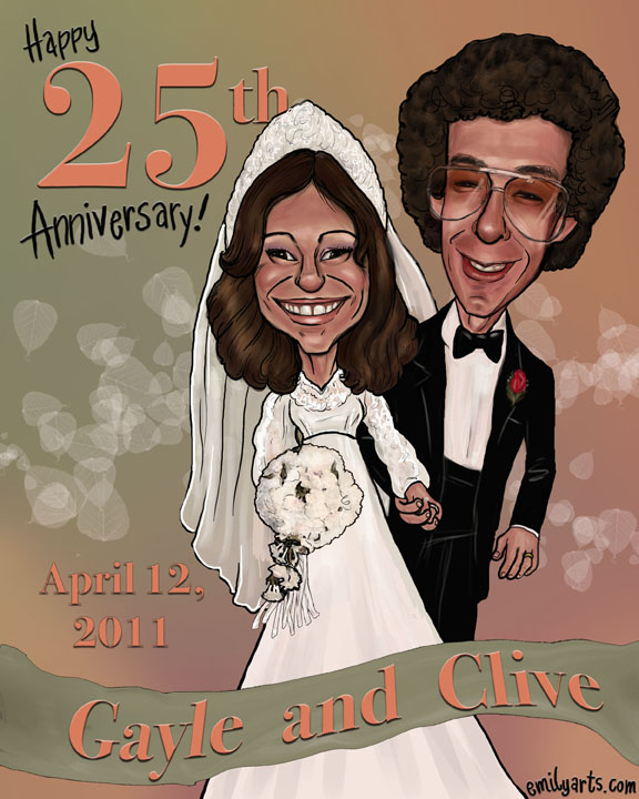 25th wedding anniversary caricature This couple are celebrating twentyfive