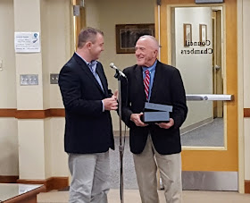 Town Council Chair Matt Kelly recognizes Bob Vallee for his service