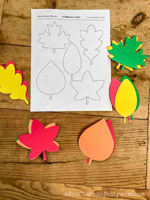 leaf template and paper leaf cutouts