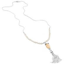 Park Lane Silver Plated White Tone Stone Tassle Necklace