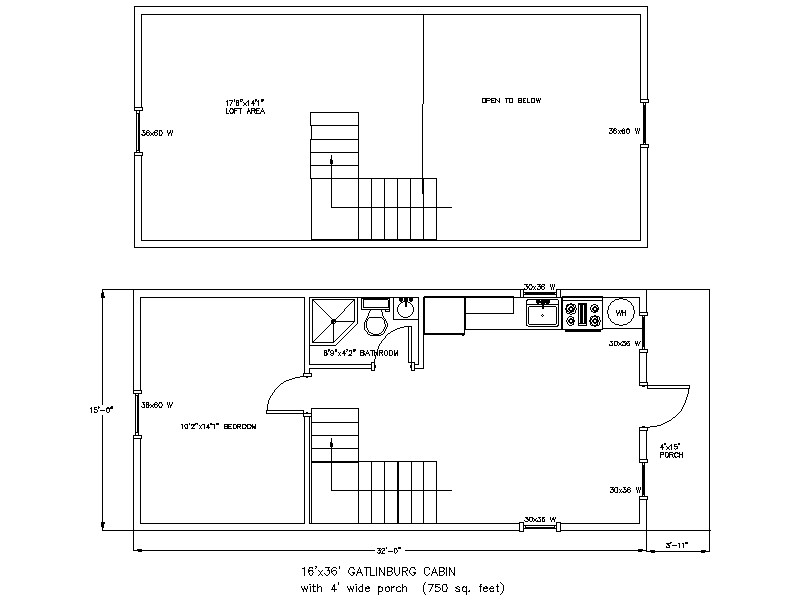 16X32 Cabin Floor Plan