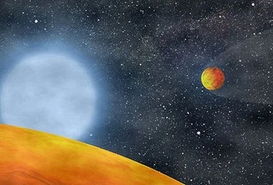 ilustração dos exoplanetas ao redor da estrela KOI 55 ilustração dos exoplanetas ao redor da estrela KOI 55