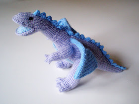 knitted and crocheted blue and purple dragon by morrgan