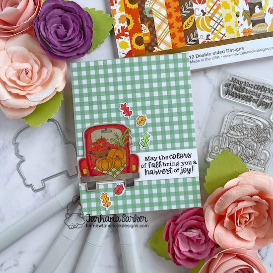 Fall Truck Card by Farhana Sarker | Harvest Haul Stamp Set and Autumn Paper Pad by Newton's Nook Designs #newtonsnook