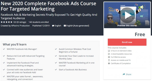 [100% Free] New 2020 Complete Facebook Ads Course For Targeted Marketing